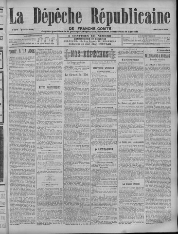 08/08/1910 - La Dépêche républicaine de Franche-Comté [Texte imprimé]