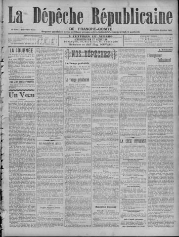28/04/1909 - La Dépêche républicaine de Franche-Comté [Texte imprimé]