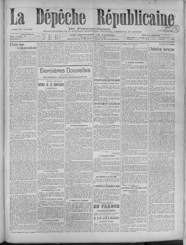 20/03/1919 - La Dépêche républicaine de Franche-Comté [Texte imprimé]