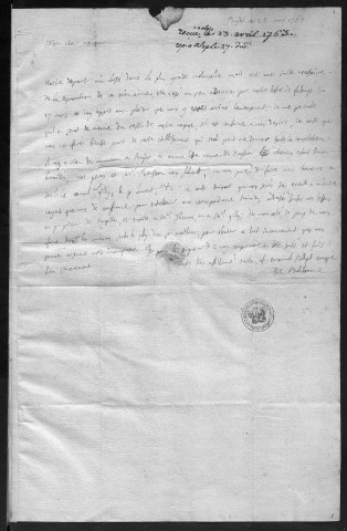 Ms 611 - Lettres du P. Ballyet, évêque de Babylone, consul de France à Bagdad, écrites de 1763 à 1771