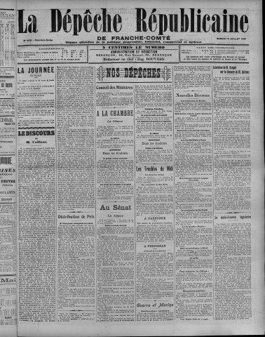 13/07/1907 - La Dépêche républicaine de Franche-Comté [Texte imprimé]