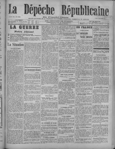09/09/1918 - La Dépêche républicaine de Franche-Comté [Texte imprimé]