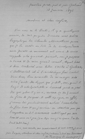 Ms 1872 - Tome XIII. Lettres adressées à Auguste Castan (1833-1892)