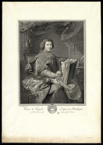 Pierre de Langle Evêque de Boulogne [estampe] : mort le 12 avril 1724, âgé de 81 ans / J. Tardieu effigiem sculpsit , [S.l.] : [s.n.], [1716-1791]