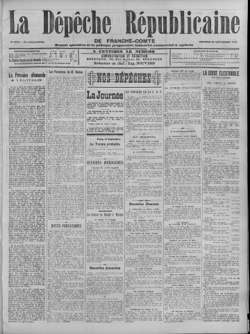 20/09/1912 - La Dépêche républicaine de Franche-Comté [Texte imprimé]