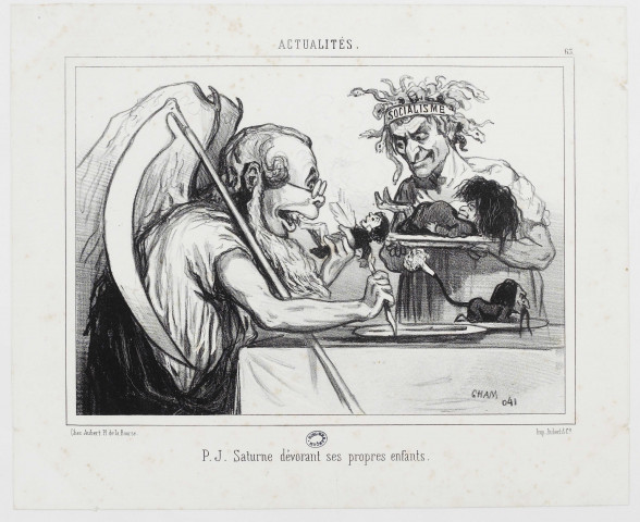 P.J. Saturne dévorant ses propres enfants [image fixe] / Cham , Paris : chez Aubert Pl. de la Bourse ; Imp. Aubert & Cie, 1850