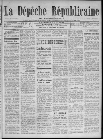 07/02/1914 - La Dépêche républicaine de Franche-Comté [Texte imprimé]
