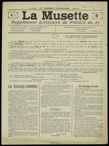 La Musette [Texte imprimé] : supplément littéraire du Poilu du 37