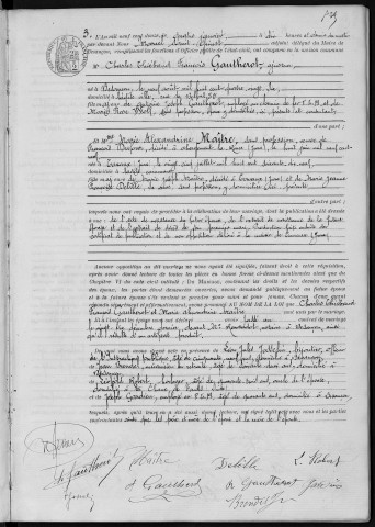 Registre des mariages, 1912