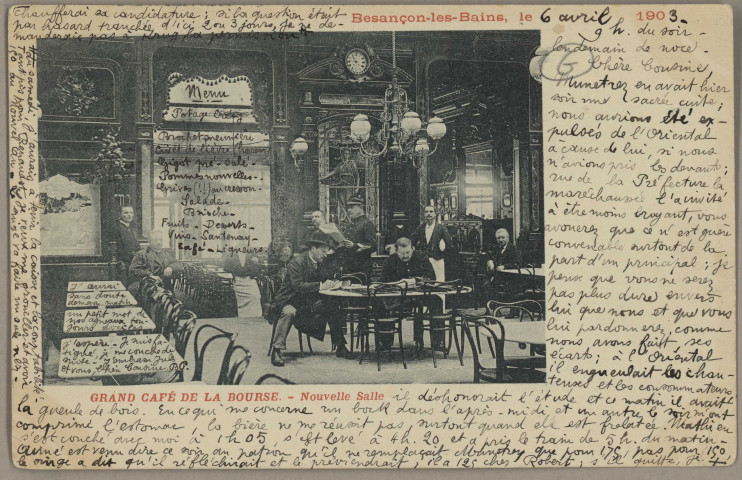 Besançon - Grand Café de la Bourse - Nouvelle Salle. [image fixe] , 1897/1903