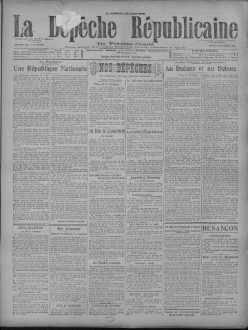 13/11/1920 - La Dépêche républicaine de Franche-Comté [Texte imprimé]