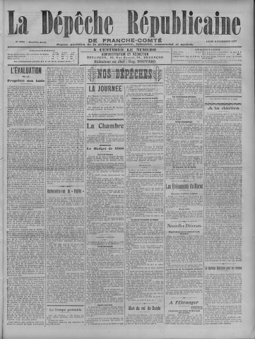 09/12/1907 - La Dépêche républicaine de Franche-Comté [Texte imprimé]