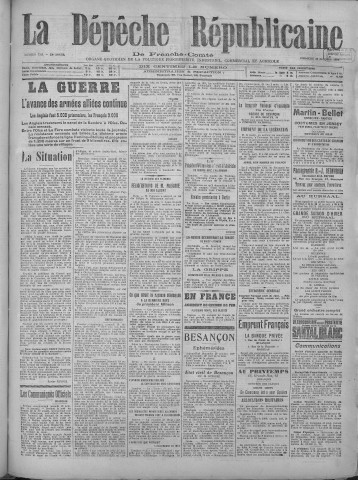 20/10/1918 - La Dépêche républicaine de Franche-Comté [Texte imprimé]