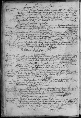 Paroisse Sainte Madeleine : baptêmes (naissances) (1er août 1690 - 22 juillet 1706)