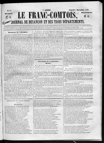 05/12/1846 - Le Franc-comtois - Journal de Besançon et des trois départements
