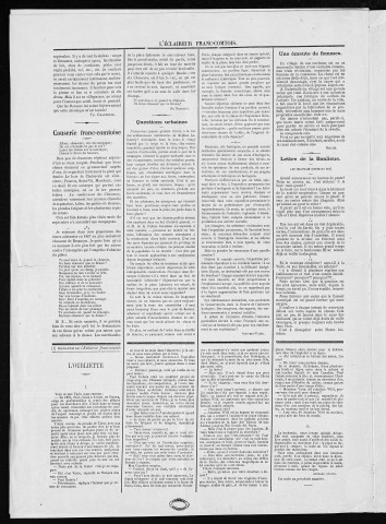 01/10/1882 - L'éclaireur franc-comtois : journal hebdomadaire, républicain indépendant d'annonces légales, judiciaires et commerciales : 1882, n° 1, 3, 4