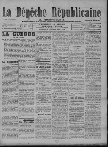 28/02/1915 - La Dépêche républicaine de Franche-Comté [Texte imprimé]