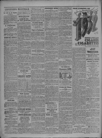 20/12/1931 - Le petit comtois [Texte imprimé] : journal républicain démocratique quotidien