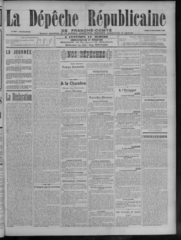 08/11/1906 - La Dépêche républicaine de Franche-Comté [Texte imprimé]