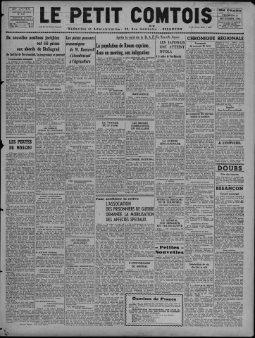 11/09/1942 - Le petit comtois [Texte imprimé] : journal républicain démocratique quotidien