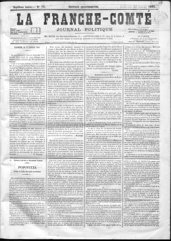 22/01/1863 - La Franche-Comté : organe politique des départements de l'Est