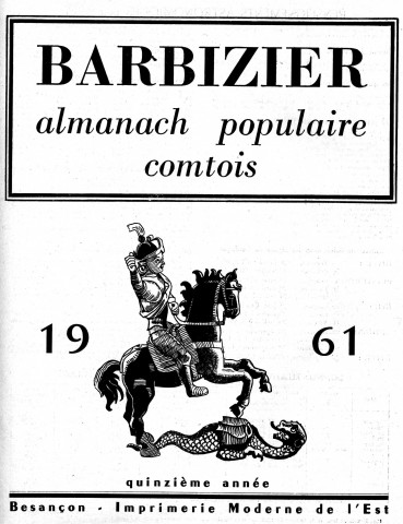 Barbizier [Texte imprimé] 1961