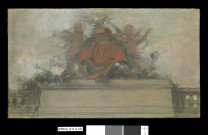 Etude de panneau décoratif avec initiales R.F. [République française] inscrites dans un médaillon