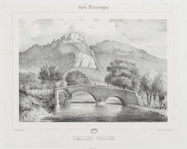 Chateau Chalon [estampe] / Ravignat, del. et lith.  ; Imp. par A. Girod à Besançon , Besançon : Impr. A. Girod, [1800-1899] Jura pittoresque ; 1ère livraison