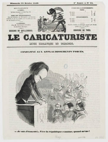 Condamné aux applaudissements forcés. [image fixe] / Theo-Edo ; Quillenbois (pseud.) , Paris, 1849