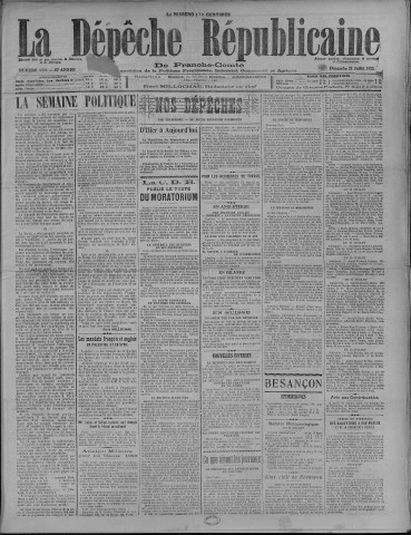23/07/1922 - La Dépêche républicaine de Franche-Comté [Texte imprimé]