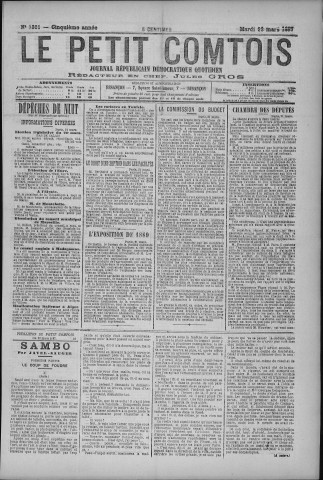 22/03/1887 - Le petit comtois [Texte imprimé] : journal républicain démocratique quotidien