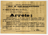 Arrêté concernant la vente sur les marchés communaux en date du 1er novembre 1941, affiche