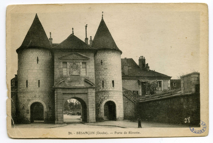 Besançon (Doubs). Porte de Rivotte [image fixe] , Belfort : E. Karrer, 1904/1930