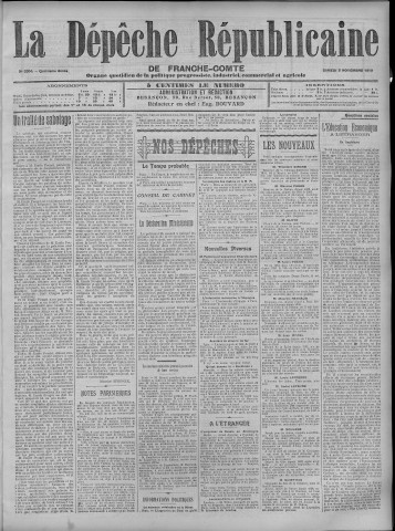 05/11/1910 - La Dépêche républicaine de Franche-Comté [Texte imprimé]