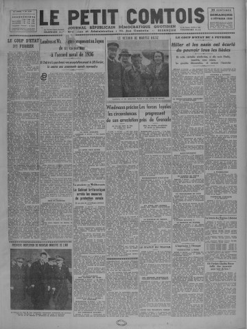 06/02/1938 - Le petit comtois [Texte imprimé] : journal républicain démocratique quotidien