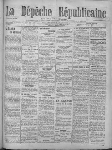 15/11/1918 - La Dépêche républicaine de Franche-Comté [Texte imprimé]