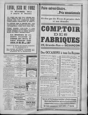 11/12/1932 - La Dépêche républicaine de Franche-Comté [Texte imprimé]