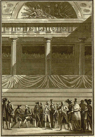 Ouverture des Etats Généraux le 5 Mai 1789 [estampe] : Monsieur De Brezé, Maitre des Cérémonies, plaçant les Députés , [S.l.] : [s.n.], [1789-1800]