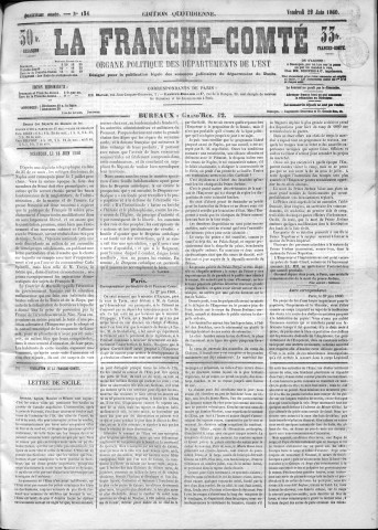 29/06/1860 - La Franche-Comté : organe politique des départements de l'Est