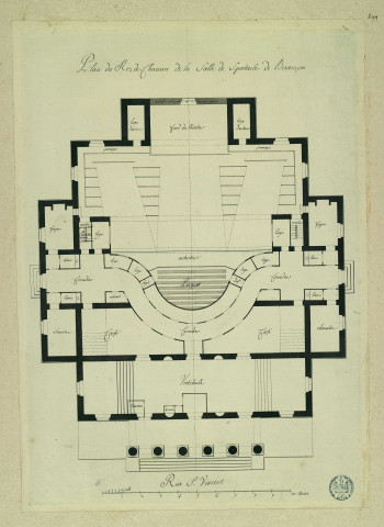 Plan du rez-de-chaussée du théâtre de Besançon / Pierre-Adrien Pâris , [S.l.] : [P.-A. Pâris], [1700-1800]