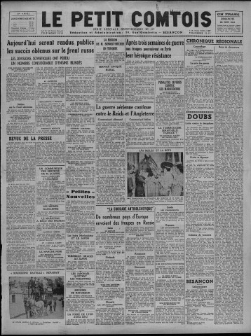 29/06/1941 - Le petit comtois [Texte imprimé] : journal républicain démocratique quotidien