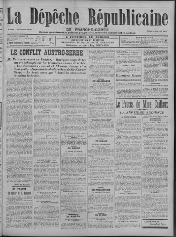 28/07/1914 - La Dépêche républicaine de Franche-Comté [Texte imprimé]