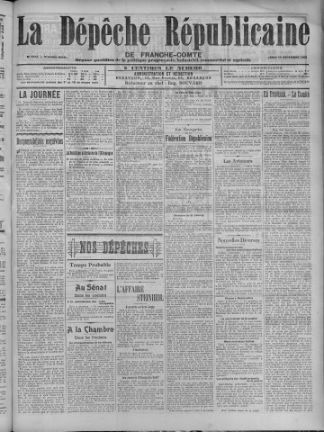 10/12/1908 - La Dépêche républicaine de Franche-Comté [Texte imprimé]