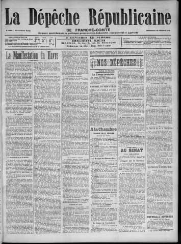 18/02/1914 - La Dépêche républicaine de Franche-Comté [Texte imprimé]