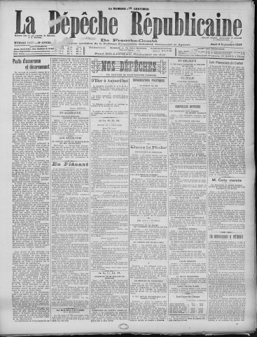 04/09/1924 - La Dépêche républicaine de Franche-Comté [Texte imprimé]