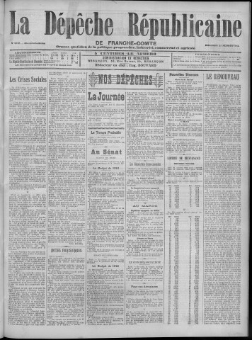 21/02/1912 - La Dépêche républicaine de Franche-Comté [Texte imprimé]