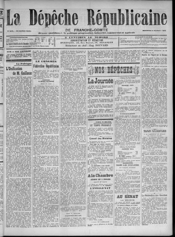 04/02/1914 - La Dépêche républicaine de Franche-Comté [Texte imprimé]