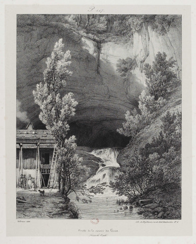 Grotte de la source du Léson [sic] [estampe] : Franche-Comté / Villeneuve, lith. de Engelmann , [Paris] : [s.n.], 1828