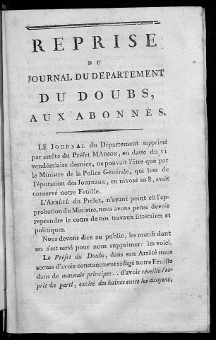 Reprise du journal du département du Doubs aux abonnés