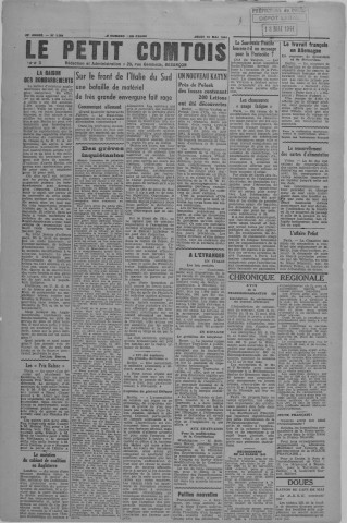18/05/1944 - Le petit comtois [Texte imprimé] : journal républicain démocratique quotidien